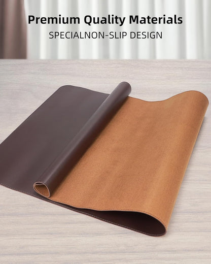AFIING Desk Pad Protector 23.6" x 13.7" - Non-Slip Waterproof PU Leather Desk Mat for Mouse, Keyboard, Laptop, Office and Home Workspace (Beige)