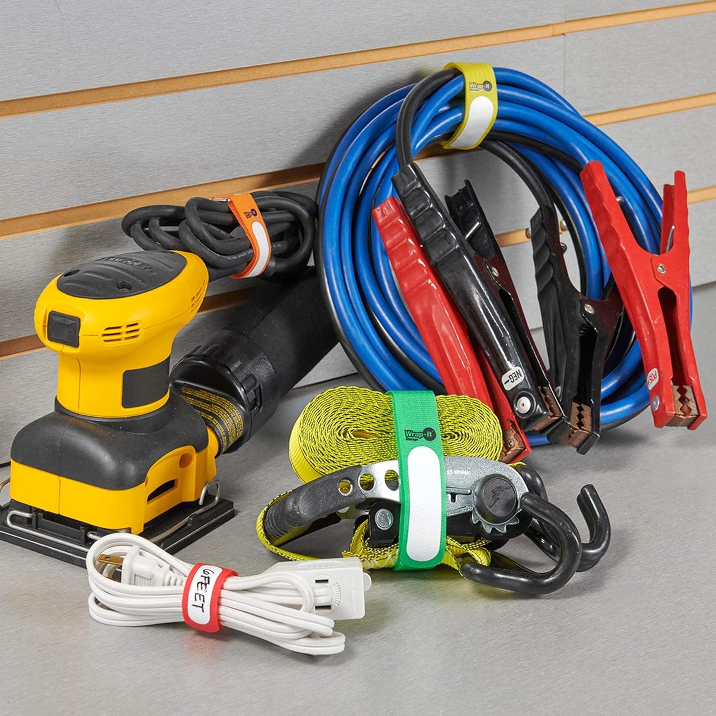 Wrap-It Storage Cinch-Straps, 5-in (20-Pack) Black - Hook and Loop Strap with Write on Label for Easy Cord Identification and Cable Management