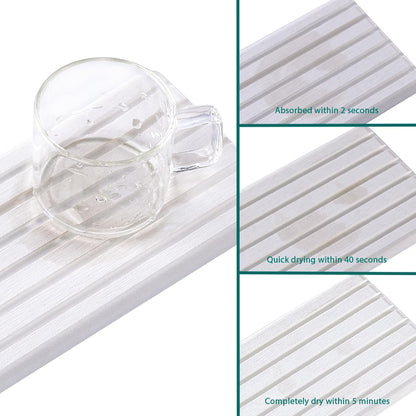 NiuYichee 2 PCS Water Absorbent diatomite Coasters, 8.3" x 4" Water Absorbing Stone Tray for Sink, Stone Drying mat for Kitchen Counter, Stone soap Tray Used for Hand Soaps & toiletries & Plants