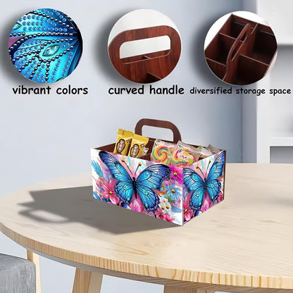 LSQFS DIY Diamond Painting Storage Box, Wooden Multi-Grid Organizer with Handle, Portable Desktop Caddy for Art Kits, Craft Tools, Makeup Brushes, Stationery Home Office