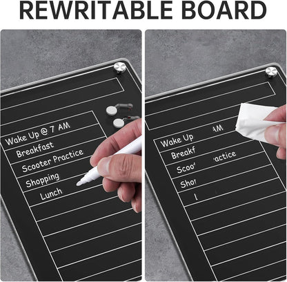NiHome Acrylic Magnetic to Do List Planning Board with Sliders & Desktop Stand, Chore Chart for Kids & Adults, Checklist Routine Chart Task Board for Fridge & Desk, for Magnetic Metal Surfaces Only