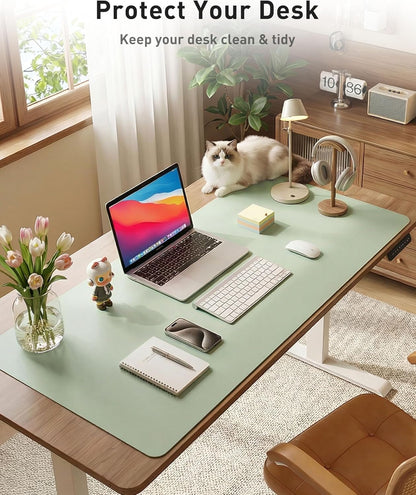 Aothia Leather Desk Pad Protector, Mouse Pad, Office Desk Mat, Non-Slip PU Leather Desk Blotter, Laptop Desk Pad, Waterproof Desk Writing Pad for Office and Home (Brown,23.6" x 13.7") - Colors A
