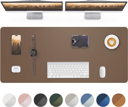 AFIING Desk Pad Protector 23.6" x 13.7" - Non-Slip Waterproof PU Leather Desk Mat for Mouse, Keyboard, Laptop, Office and Home Workspace (Beige)