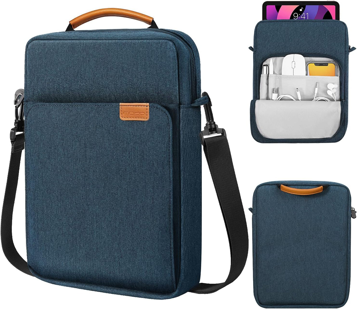 MoKo 13 Inch Tablet Sleeve Bag, Fits with 13 Inch New iPad Pro M5 & Air M4/M3, iPad Pro 12.9 M2&M1,Surface Laptop Go 12.4,Galaxy Tab S8+/S9+ 12.4,Handle Carrying Case with Shoulder Strap,Black &Gray