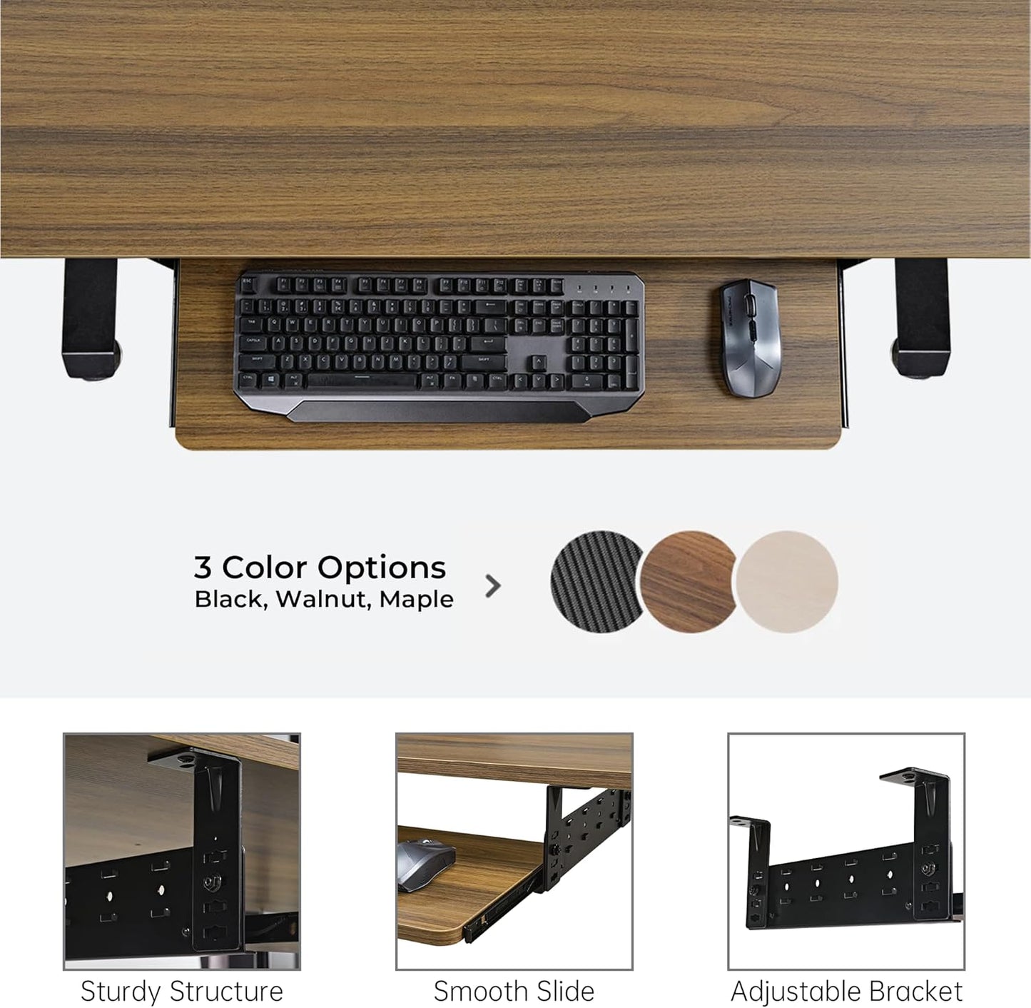 EUREKA ERGONOMIC Height Adjustable Mouse & Keyboard Tray Under Desk, 28x10'' Large Slide Out Swivel Tilt Computer Keyboard Drawer with Pad for Gaming Home Office, Dual Mount