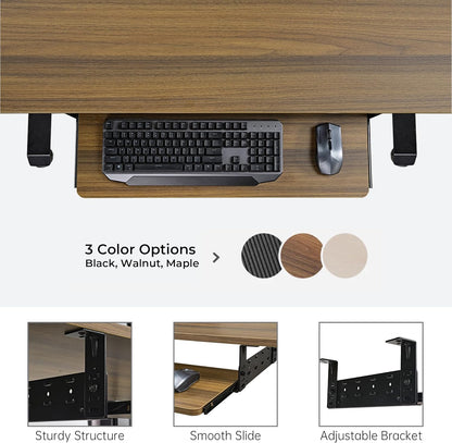 EUREKA ERGONOMIC Height Adjustable Mouse & Keyboard Tray Under Desk, 28x10'' Large Slide Out Swivel Tilt Computer Keyboard Drawer with Pad for Gaming Home Office, Dual Mount