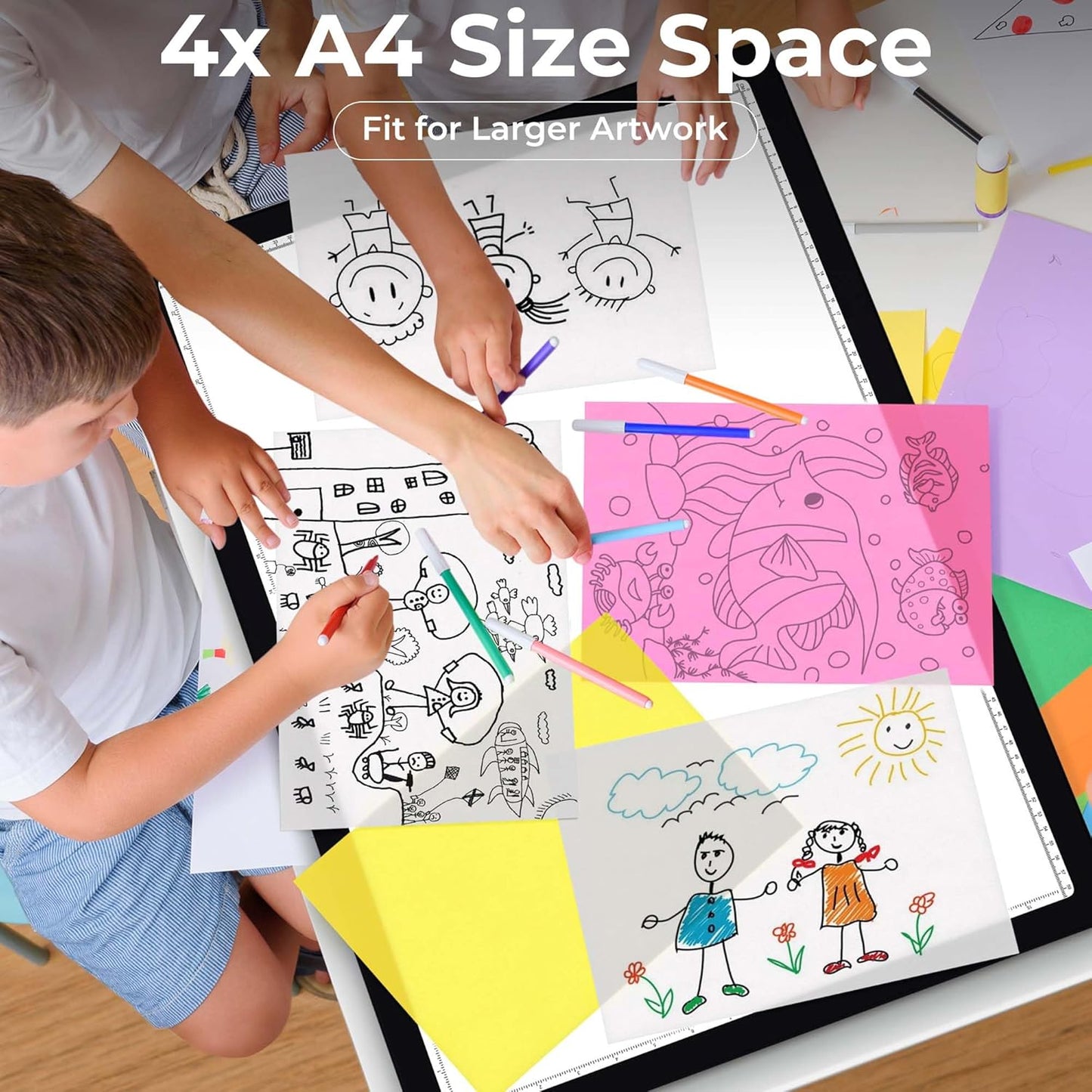 Bylitodt Rechargeable A3 Light Pad, Diamond Art Light Board, 16.7x13.5 inch Lightbox for Tracing and Drawing with 3 Colors & 6 Brightness, Tracing Pad for Weeding Vinyl, Diamond Painting Accessories