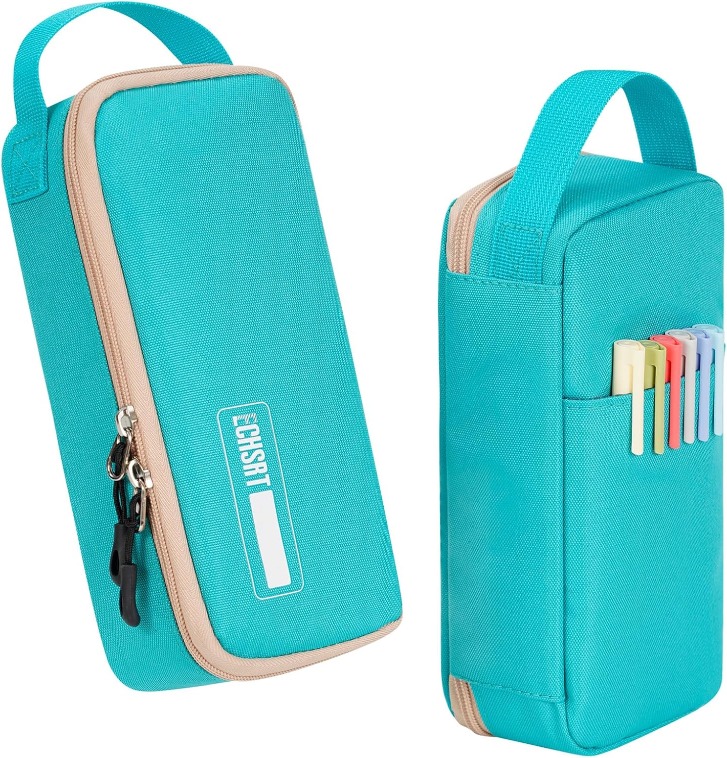 ECHSRT Big Pencil Case, Aesthetic Portable Zipper Pencil Bag with Hidden Pocket, Special Pouch for Men Women Adults, Stationery Organizer Pen Cases for Office Travel,Black
