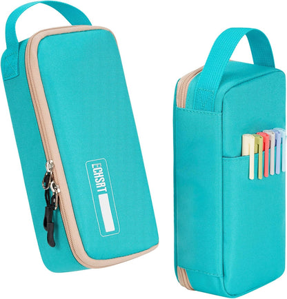 ECHSRT Big Pencil Case, Aesthetic Portable Zipper Pencil Bag with Hidden Pocket, Special Pouch for Men Women Adults, Stationery Organizer Pen Cases for Office Travel,Black