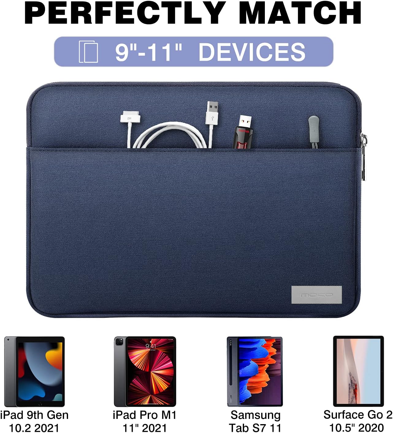 MoKo 9-11 Inch Tablet Sleeve Bag Carrying Case Fits iPad Pro 11 M5/Air M3, iPad A16 2025, i-Pad 10th 10.9, i-Pad 9/8/7th Gen 10.2, iPadAir 5/4th 10.9, Tab S8 11"/Tab A 10.1,Cloudy Pink