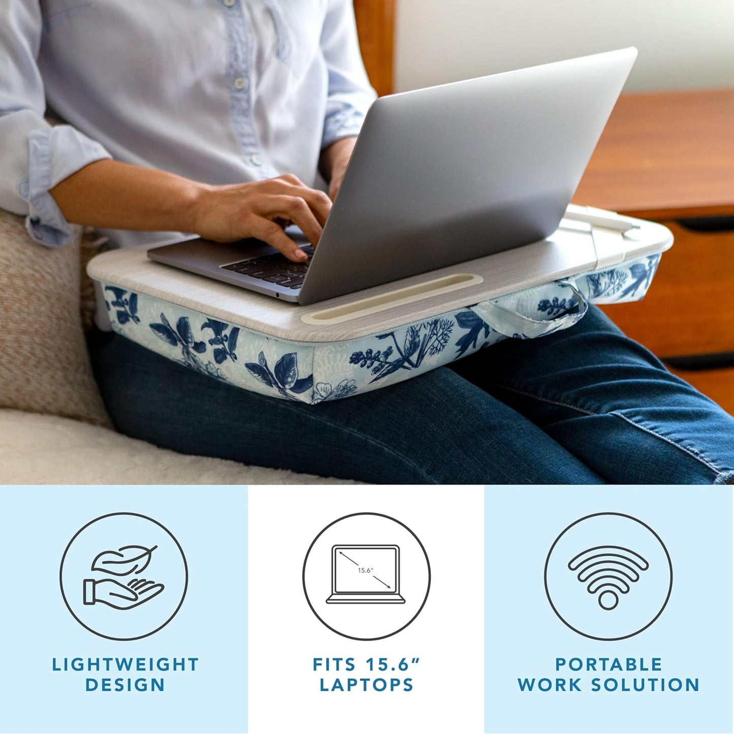 LAPGEAR Designer Lap Desk with Phone Holder and Device Ledge - Arrow Stripes - Fits up to 15.6 Inch Laptops - Style No. 45411