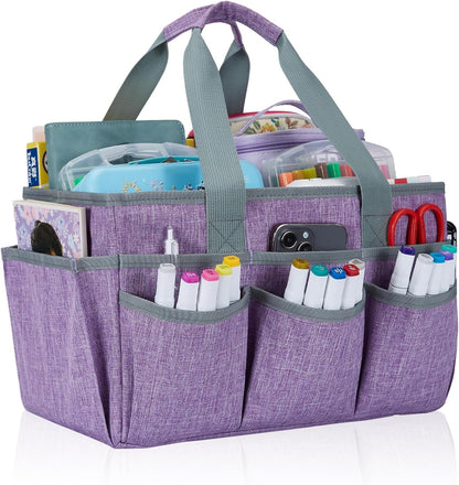 Craft Organizer Tote Bag, Art Organizer, Craft Caddy with Multiple Pockets, Storage Bag for Sewing Tools, Art Supplies, Home and Office (Cat Print)