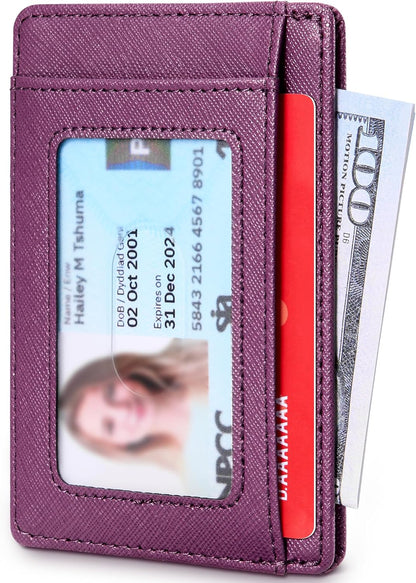 Travelambo Slim Wallet Front Pocket Minimalist Leather RFID Blocking Medium Size