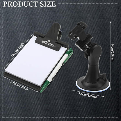 Harloon 2 Pcs Car Notepad Holder with Mount Car Memo Pad with Pen Pad Mount Clip Board Dashboard Clipboard Universal Suction Cup Message Flexible Neck Stationary Set for Home Office Kitchen Supplies