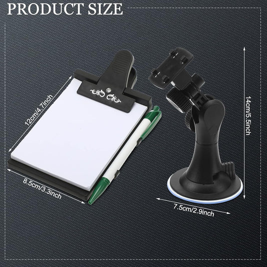 Harloon 2 Pcs Car Notepad Holder with Mount Car Memo Pad with Pen Pad Mount Clip Board Dashboard Clipboard Universal Suction Cup Message Flexible Neck Stationary Set for Home Office Kitchen Supplies