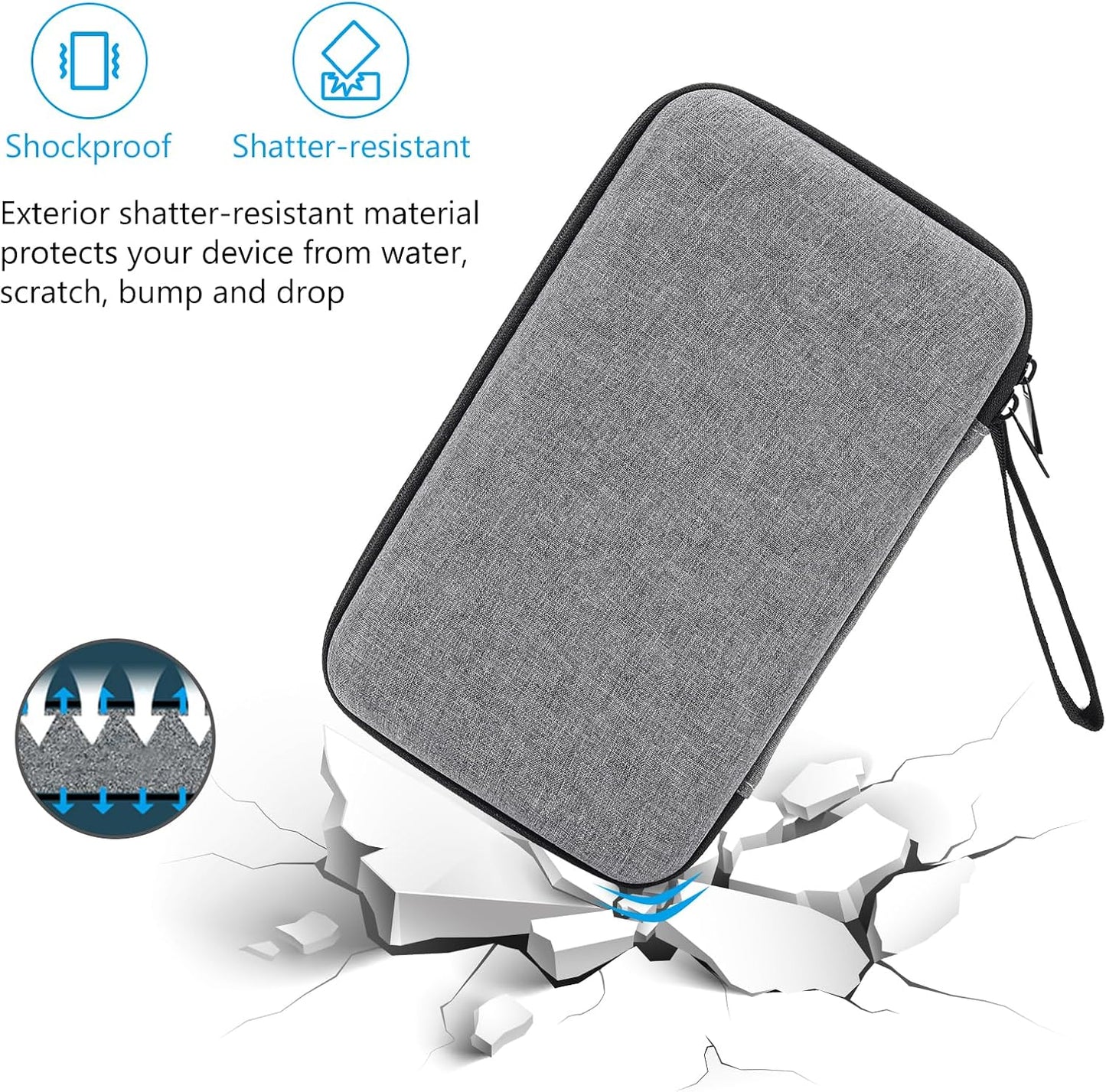 ProCase Large Hard Travel Electronic Organizer Case for MacBook Power Adapter Chargers Cables Tech Organizer Hard Drive USB Flash Disk SD Card Portable Electronics Accessories Bag -Black