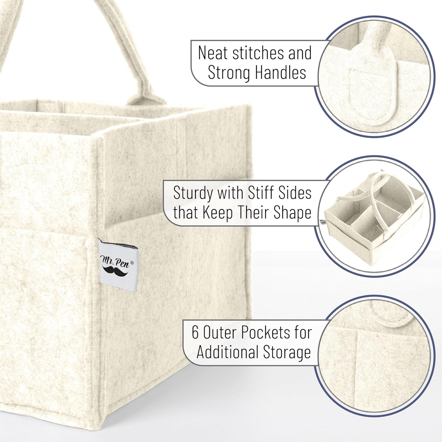 Mr. Pen- Baby Diaper Caddy Organizer, Gray, Medium, Nursery Storage Bin and Car Organizer for Diapers and Baby Wipes