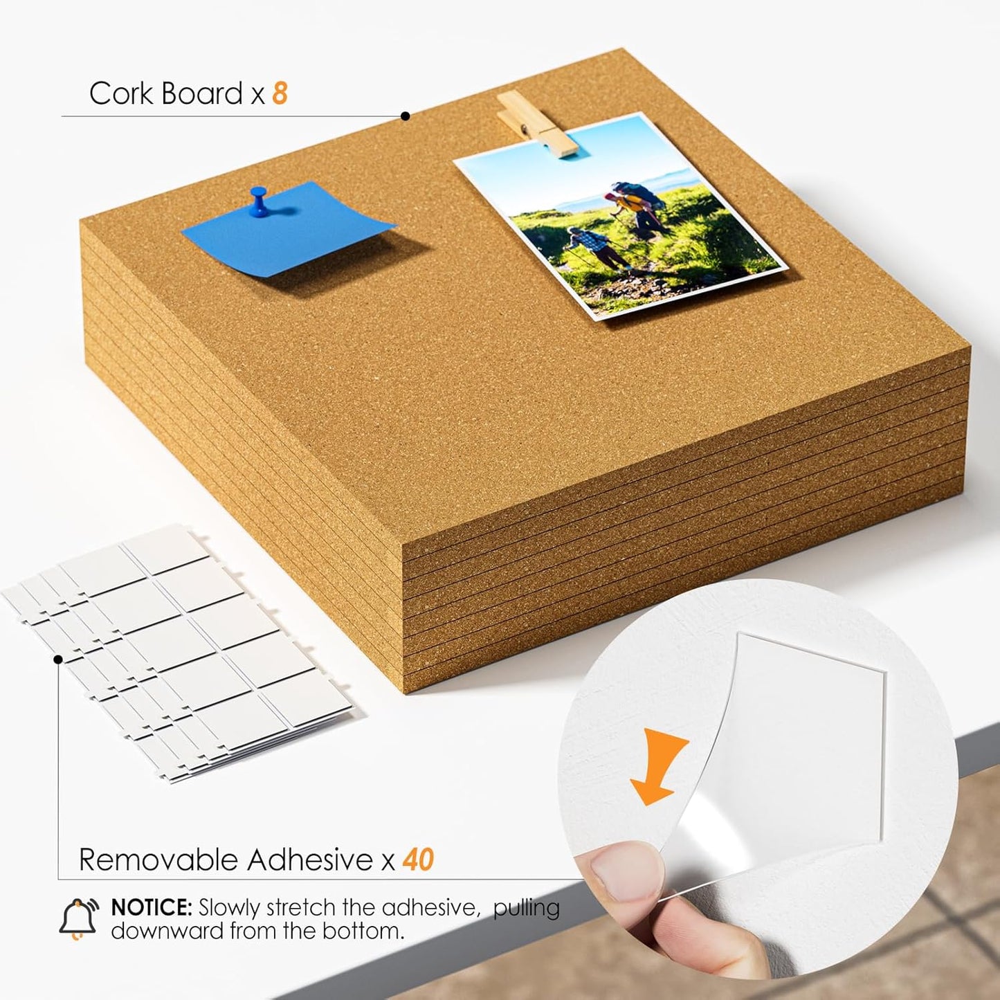 MaxGear Large Cork Board for Wall 36" x 24", 6 Pack Cork Board Tiles with 20 Pushpins & Safe Removable Adhesive Tabs, 12" x 12" Corkboards for Office, School & Home