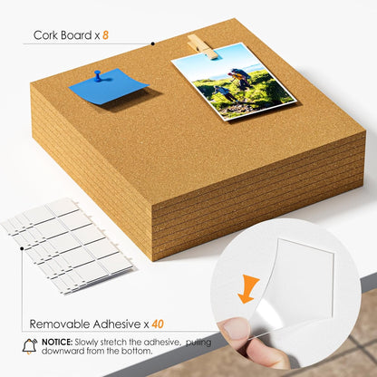 MaxGear Large Cork Board for Wall 36" x 24", 6 Pack Cork Board Tiles with 20 Pushpins & Safe Removable Adhesive Tabs, 12" x 12" Corkboards for Office, School & Home