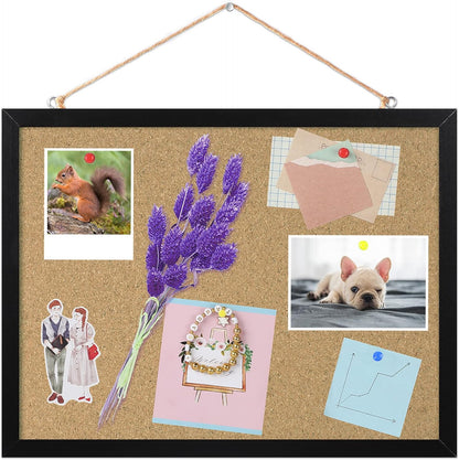 FEBSNOW Cork Board Bulletin Board 15.7 x 12 Inches with Rectangle White Frame Hanging Pin for Office Home Message Board or Vision Board Decoration