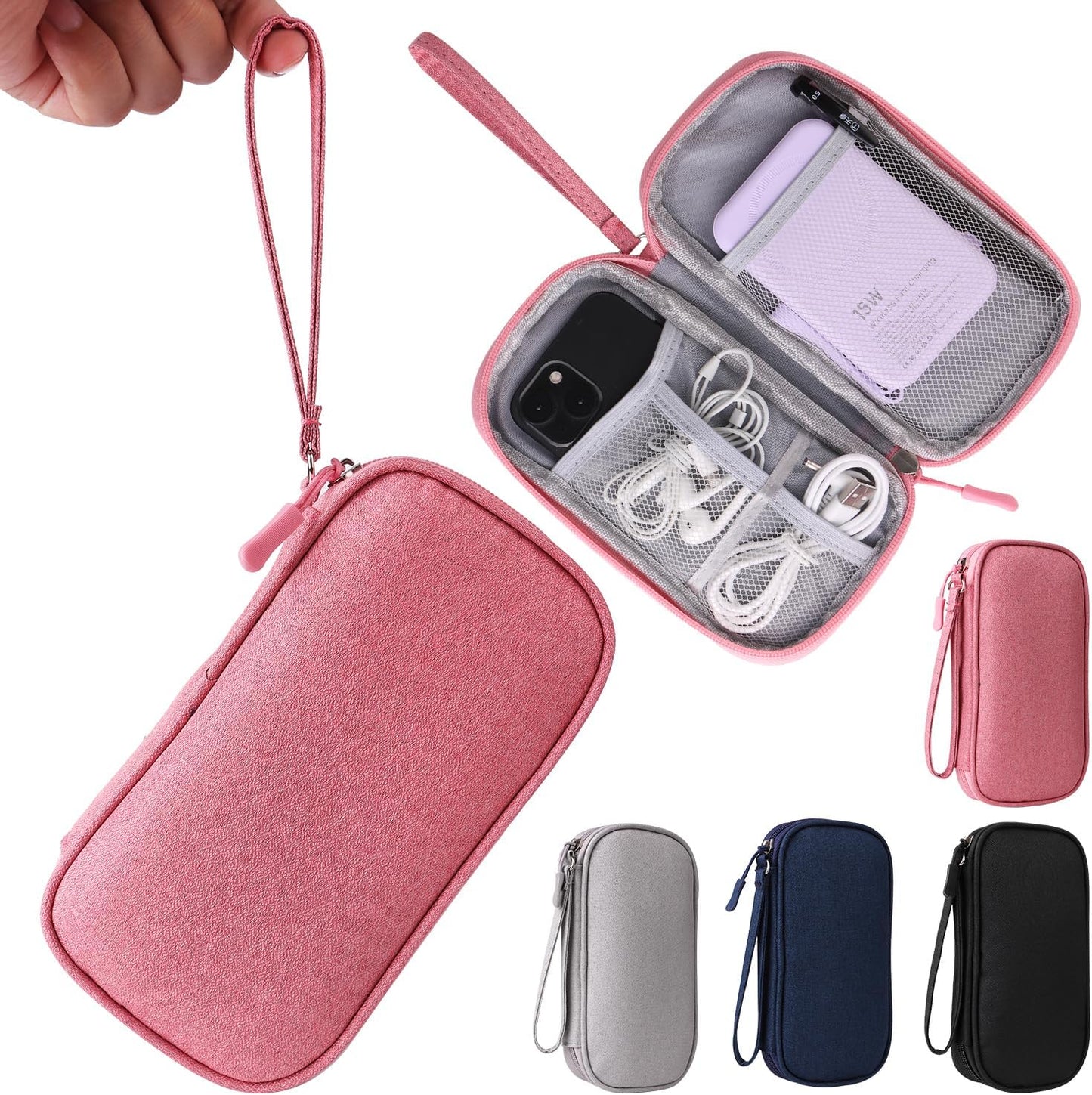 Universal Cable Organizer - Electronics Accessories Bag for Charger, Phone, Memory Cards & Travel Gadgets (Black)