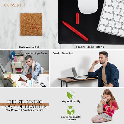 Cossini XL Desk Pad - Large Vegan Leather Desk Mat (17 x 36) - Buttery Smooth Writing, Damage Blocking, Non-Slip, Waterproof - Home Office Computer Desk Protector Blotter Laptop Keyboard Mouse Pad