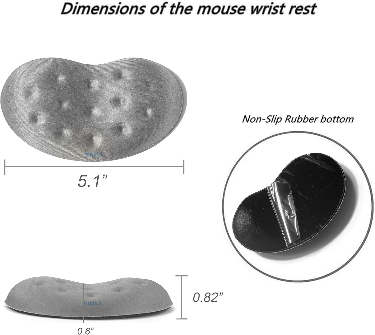 BRILA Ergonomic Memory Foam Mouse Wrist Rest Support Pad Cushion for Computer, Laptop, Office Work, PC Gaming - Massage Holes Design - Wrist Pain Relief (Black Mouse Wrist Rest)