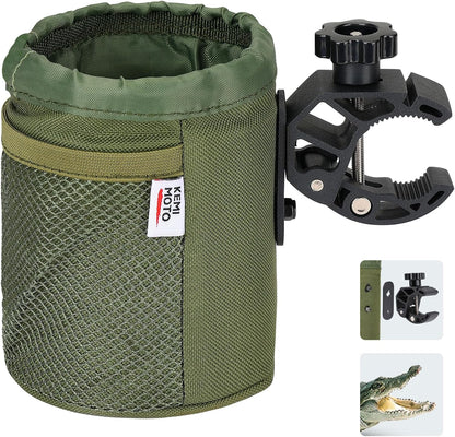 KEMIMOTO Motorcycle Cup Holder, Oxford Fabric Motorcycle Drink Holder with 0.6"-1.5" Alligator Clamp, Universal Water Bottle Cup Accessories for Bike, ATV/UTV, Scooter, Boat, Walker