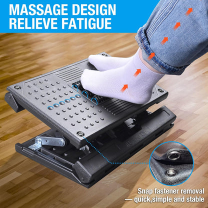 Scalebeard Foot Rest for Under Desk at Work,Height Adjustable Infinite Angle Ergonomic Foldable Footrest for Office, Gaming,Computer, Removable Pad Desk Foot Stool with Massage Beads,for All Seasons