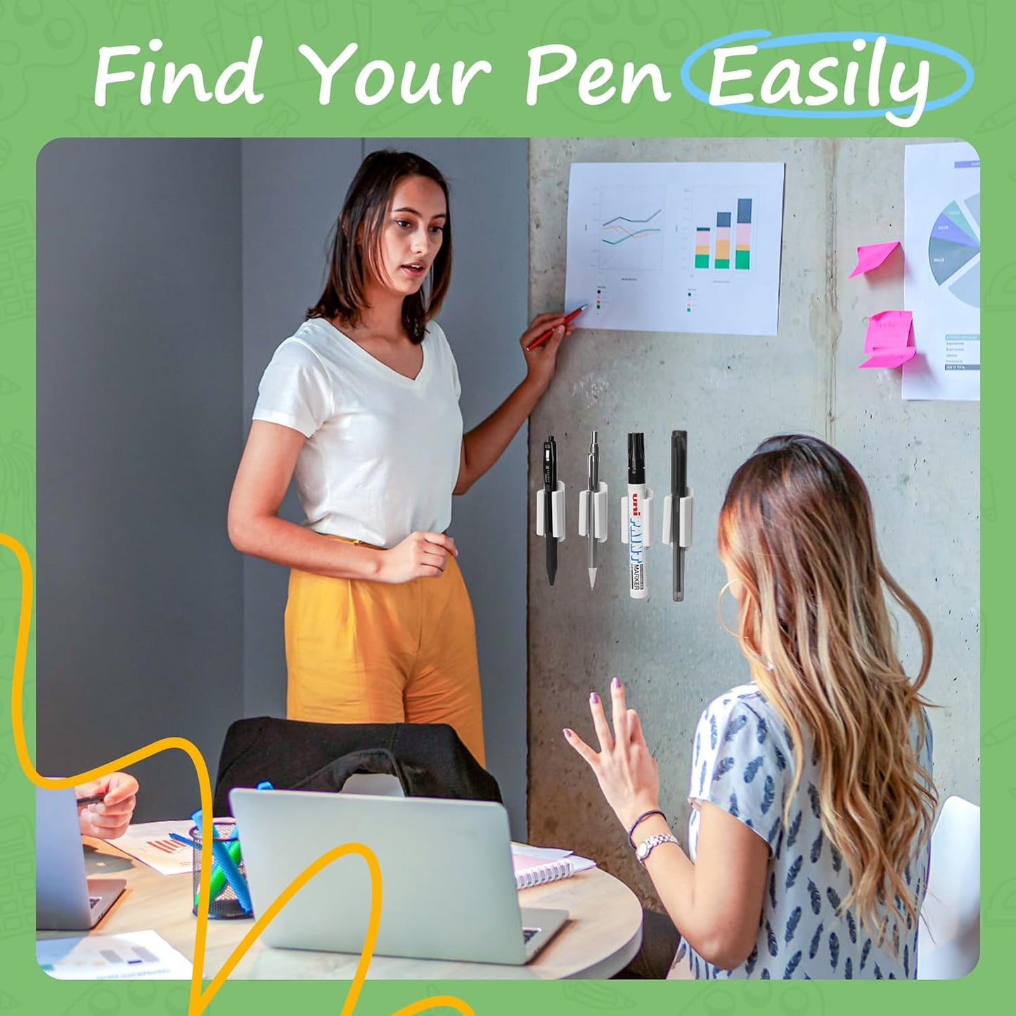 10 PCS Pen Holder for Desk, Adhesive Pen Holder for Classroom Clipboard Attachment, Silicone Pencil Holder & Marker Holder for School Office Desk Accessories,Teacher Supplies (Blue)