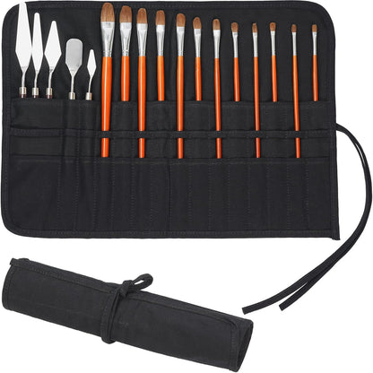 ECHSRT Paint Brush Holder Roll Up Case Storage for Artist Acrylic Oil Watercolor, Holders and Organizers 30 Slots，Black