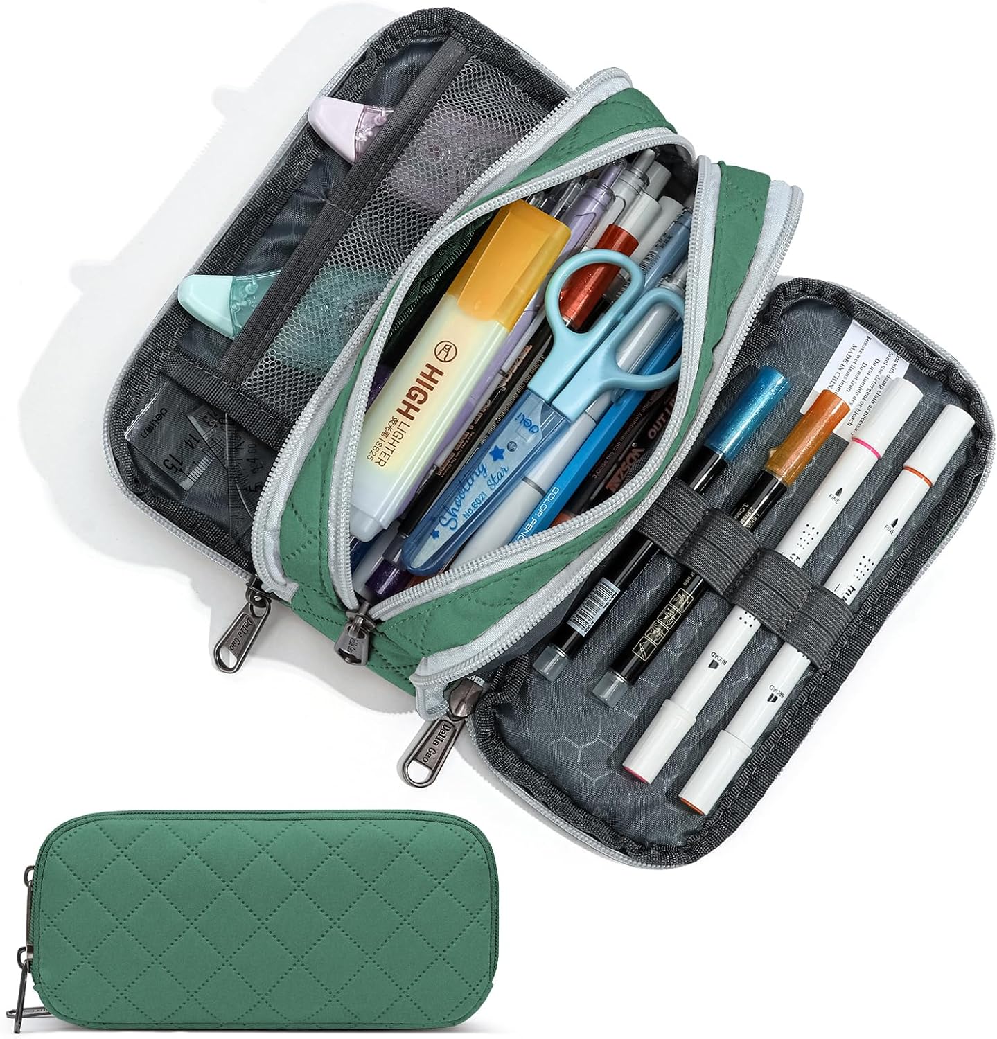 Della Gao Large Pencil Case, Big Capacity Pencil Pouch with 2 Compartments, Office Pencil Bag with Zipper, Big Pen Case for Adults (01-Black)