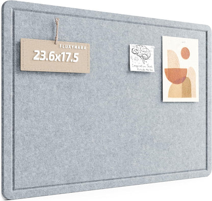 Fluxynara Bulletin Board, 23.6" x 17.5" Cork Board Alternative with 12 Safe Removable Adhesive Tabs, Foldable Felt Pin Board for Home Office, Classroom, Bedroom,Entryway for Walls—Sage