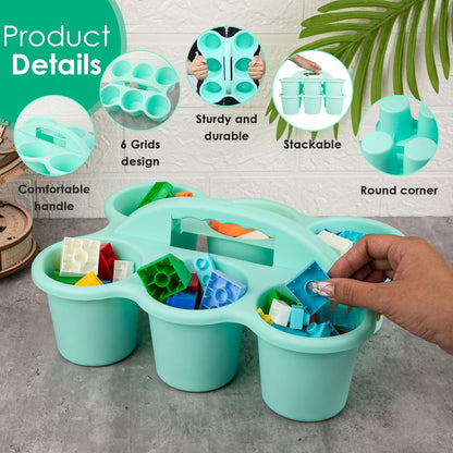 2 Pack Classroom Caddy For School,Kidsroom,Pencil Holder,Plastic Cup Caddy for Drink Delivery (Blue)
