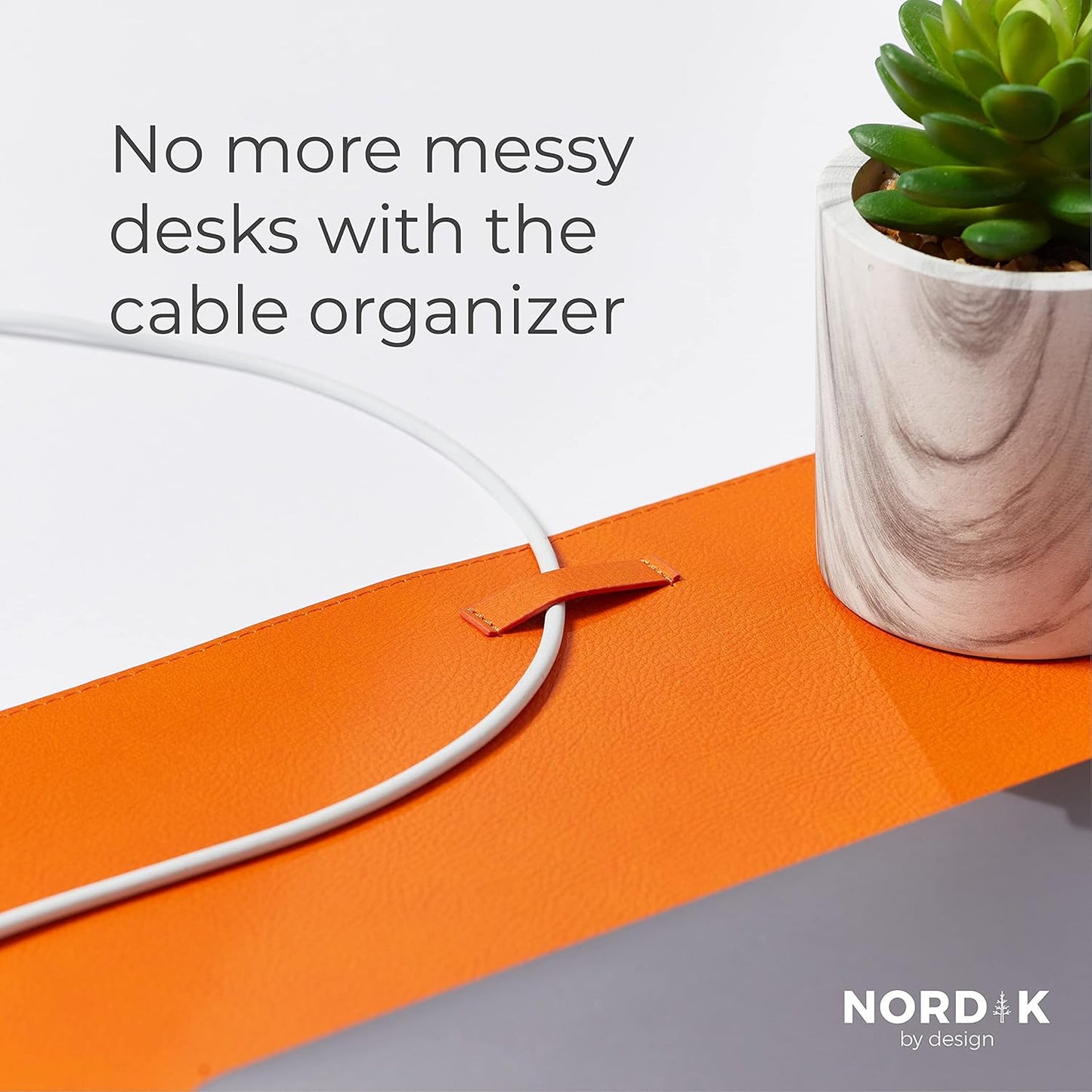 Nordik Leather Desk Mat Cable Organizer - Pebble Black 35 X 17 inch - Premium Mouse Mat - Felt Vegan Leather Desk Pad Protector - Desk Blotter Matt Keyboard - Large Desk Matt for Desktop Computer