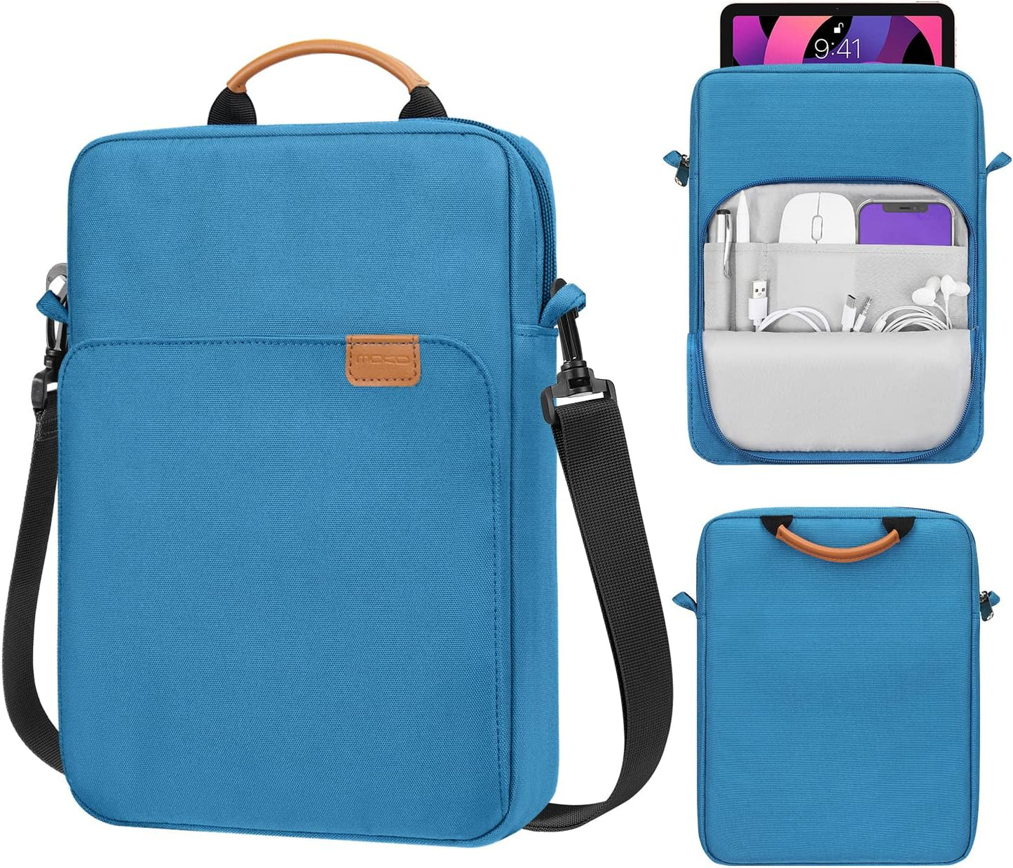 MoKo 13 Inch Tablet Sleeve Bag, Fits with 13 Inch New iPad Pro M5 & Air M4/M3, iPad Pro 12.9 M2&M1,Surface Laptop Go 12.4,Galaxy Tab S8+/S9+ 12.4,Handle Carrying Case with Shoulder Strap,Black &Gray