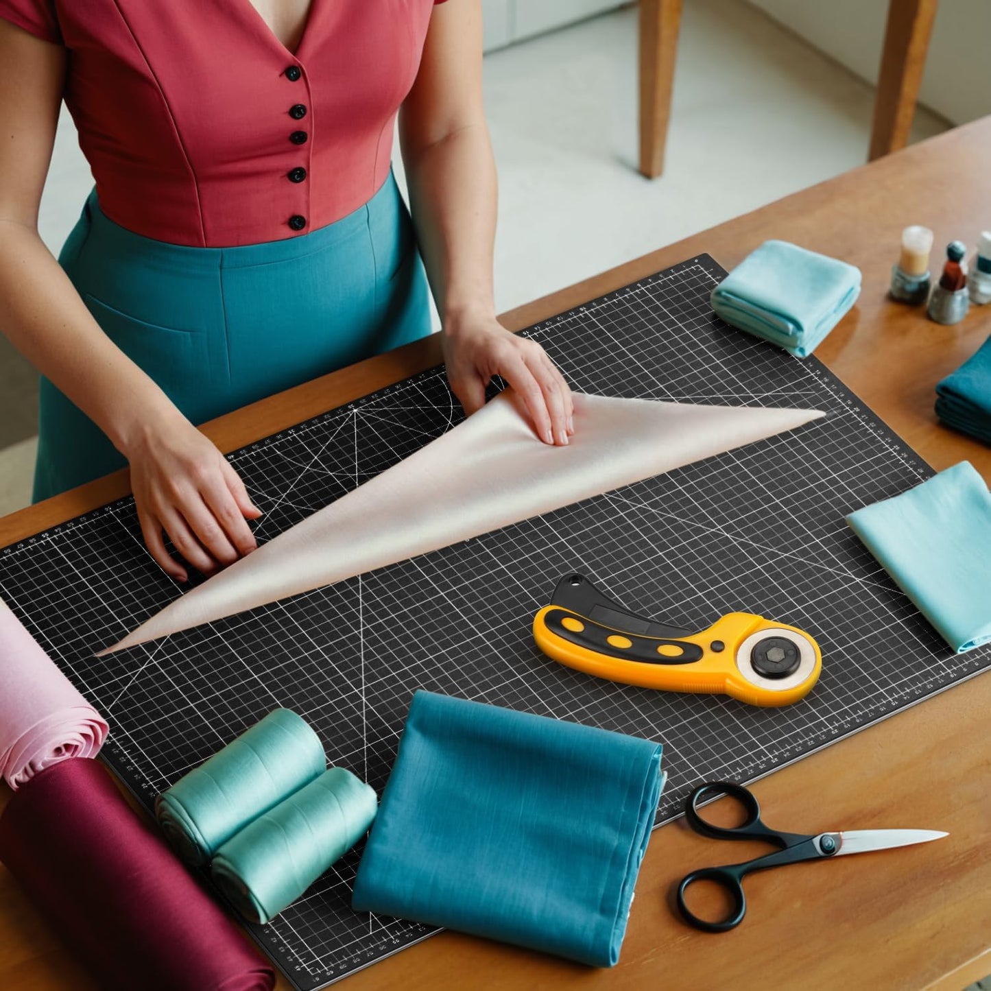 Ecraft Large Self Healing Cutting Mat: 24" x 36" Double Sided 5-Ply Hobby Mat, A1 Rotary Cutting Sewing Mat for Crafts, Fabric,Sewing,Quilting,Scrapbooking,Projects,Grey/Black