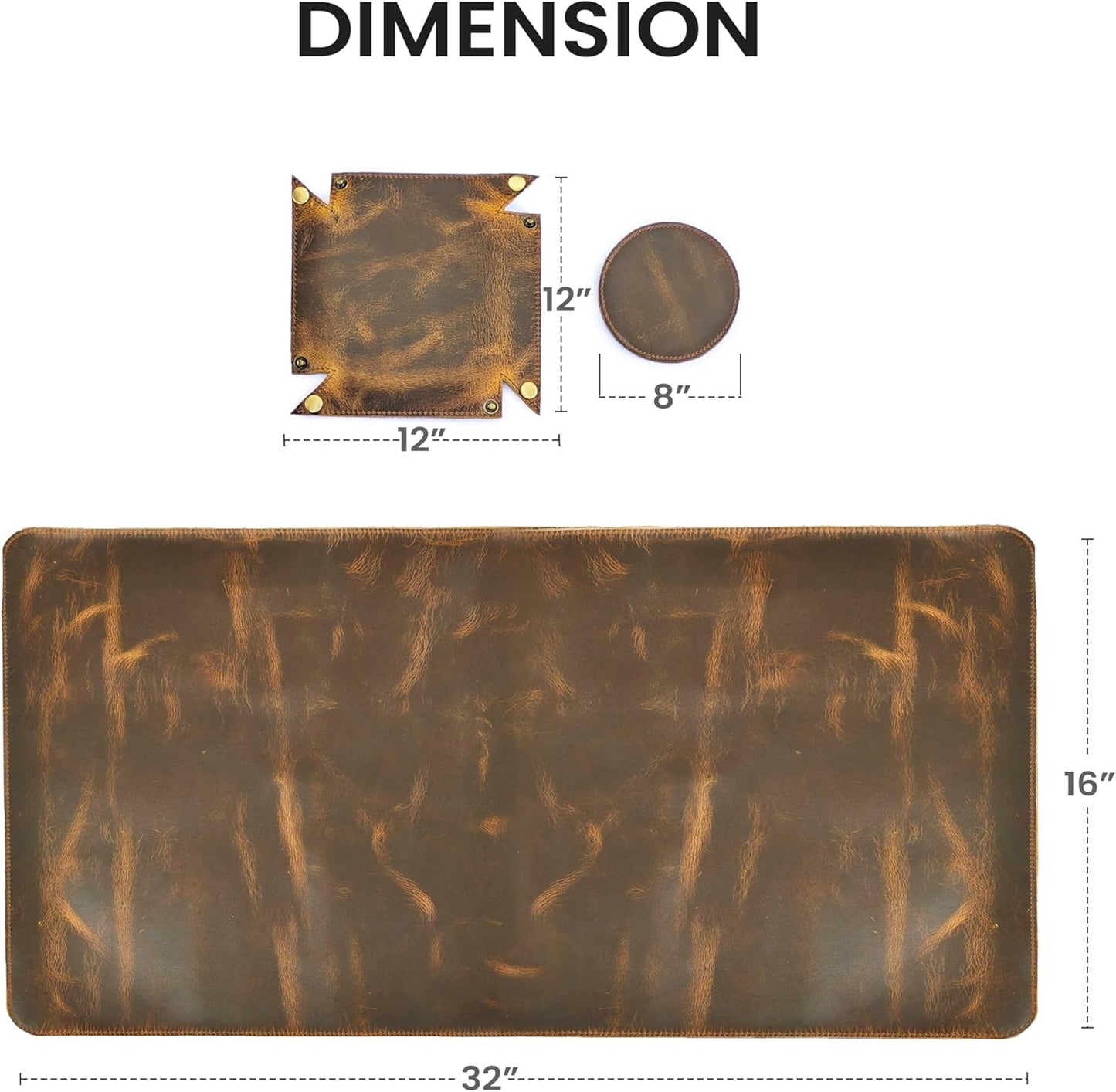 LEATHER VILLAGE Real Leather Desk Pad (3mm) Thick Double Layer Desk Mat Cover Blotter Large Full Grain Protector for Keyboard, Mouse & Laptop – Office Table Mat & Desktop Accessories–(32''x16'')-Tan