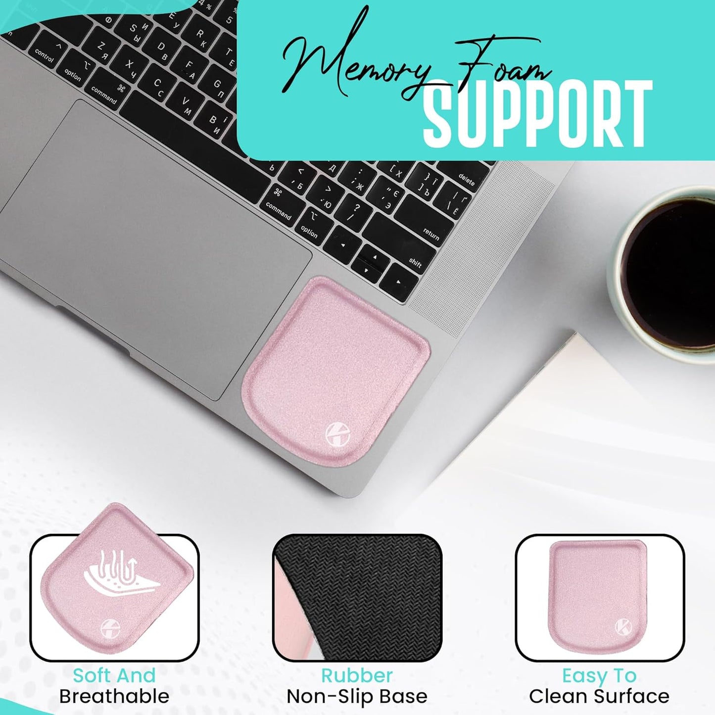 Ultra-Thin Portable Laptop Wrist Rest Pads (Onyx Black)