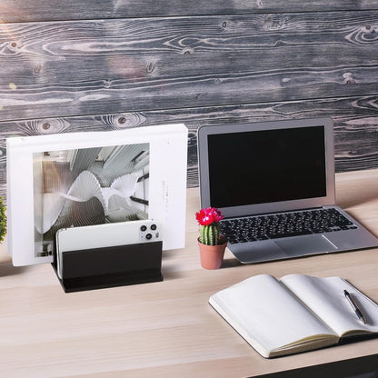 Frienda 1 Piece 4-Compartment Acrylic Vertical Laptop Stand, Can Accommodate with a Thickness of Less Than 2 cm, Fits Most Laptop (Black)