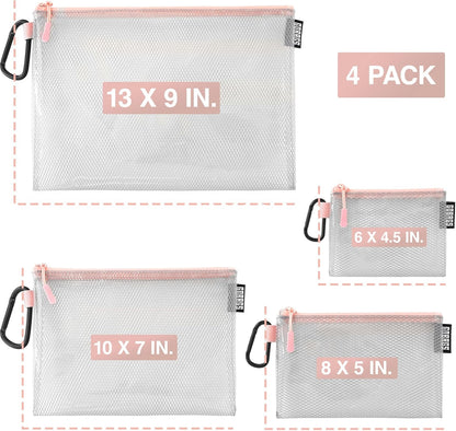 GOBAGS Air Production Multi‑Size Clear Zipper Pouch (4‑Pack) – Cable Organizer & Travel Gear Bag for Electronics, Camera Accessories, Tool Pouch & Small Tech Storage