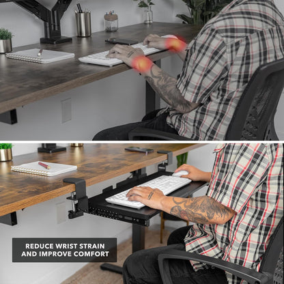 Mount-It! Under Desk Keyboard Tray, 30" Extra-Wide Clamp-On Slide-Out Drawer, Holds 11 lbs, Fits Desks up to 1.77" Thick, No-Drill C-Clamp Mount