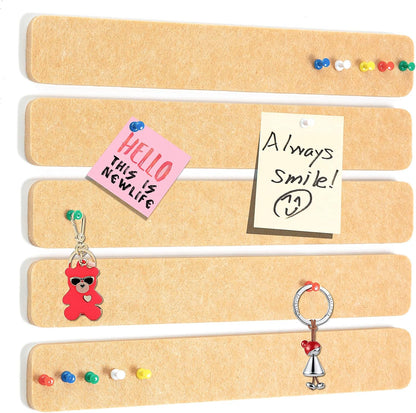 Felt Pin Board Bar Strips Bulletin Board for Bedrooms Offices Home Wall Decoration, Notice Board Self Adhesive Cork Board with 35 Push Pins for Paste Notes, Photos, Schedules