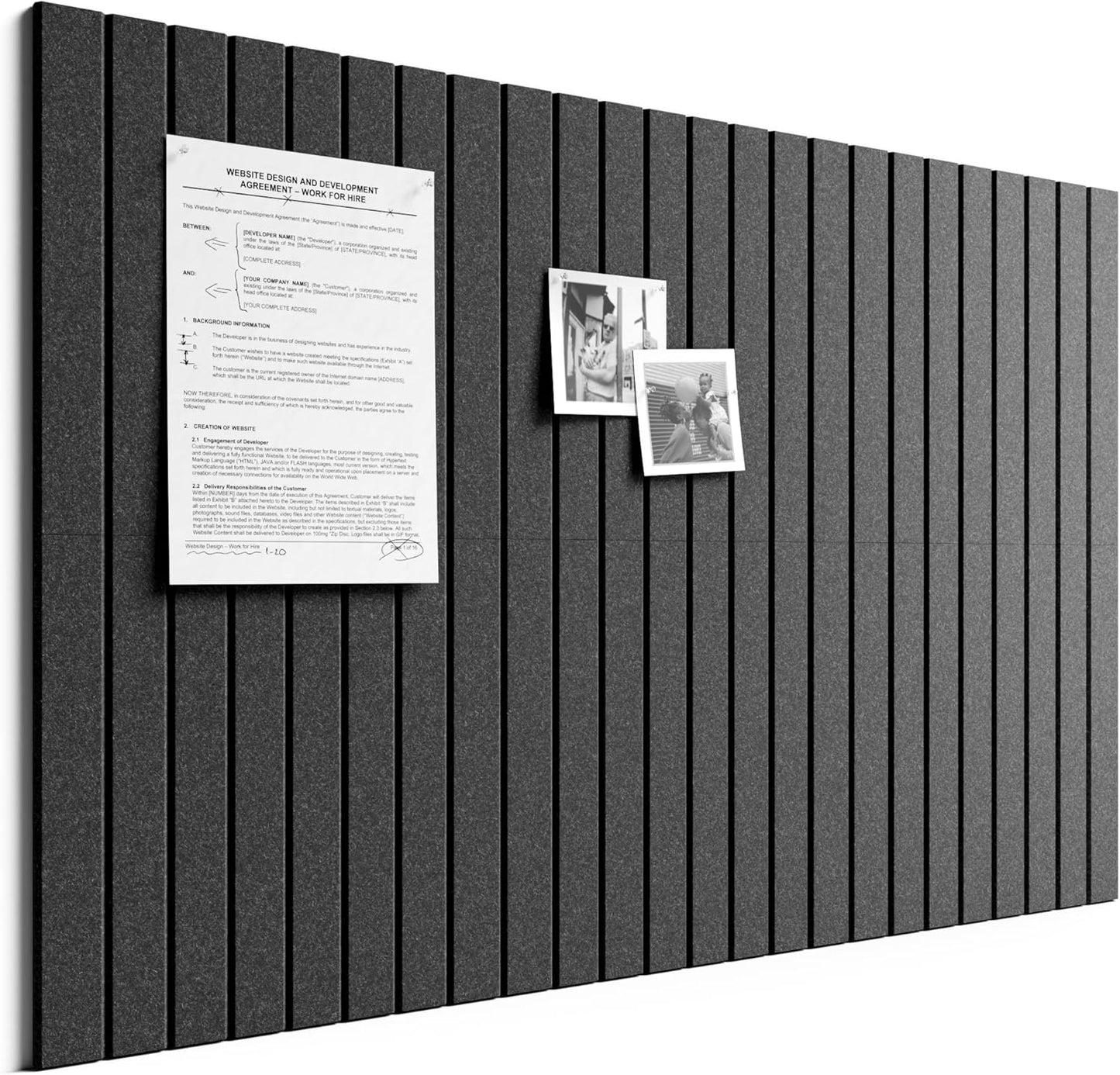 Bumusty Large Cork Board Alternative-48 x 36" Felt Bulletin Board Tiles, with 30 Pushpins, 70 Adhesive Tabs, Fine-Stripe 12-Pack, Cork Boards for Office Push Pin Board Felt Board-Oatmeal