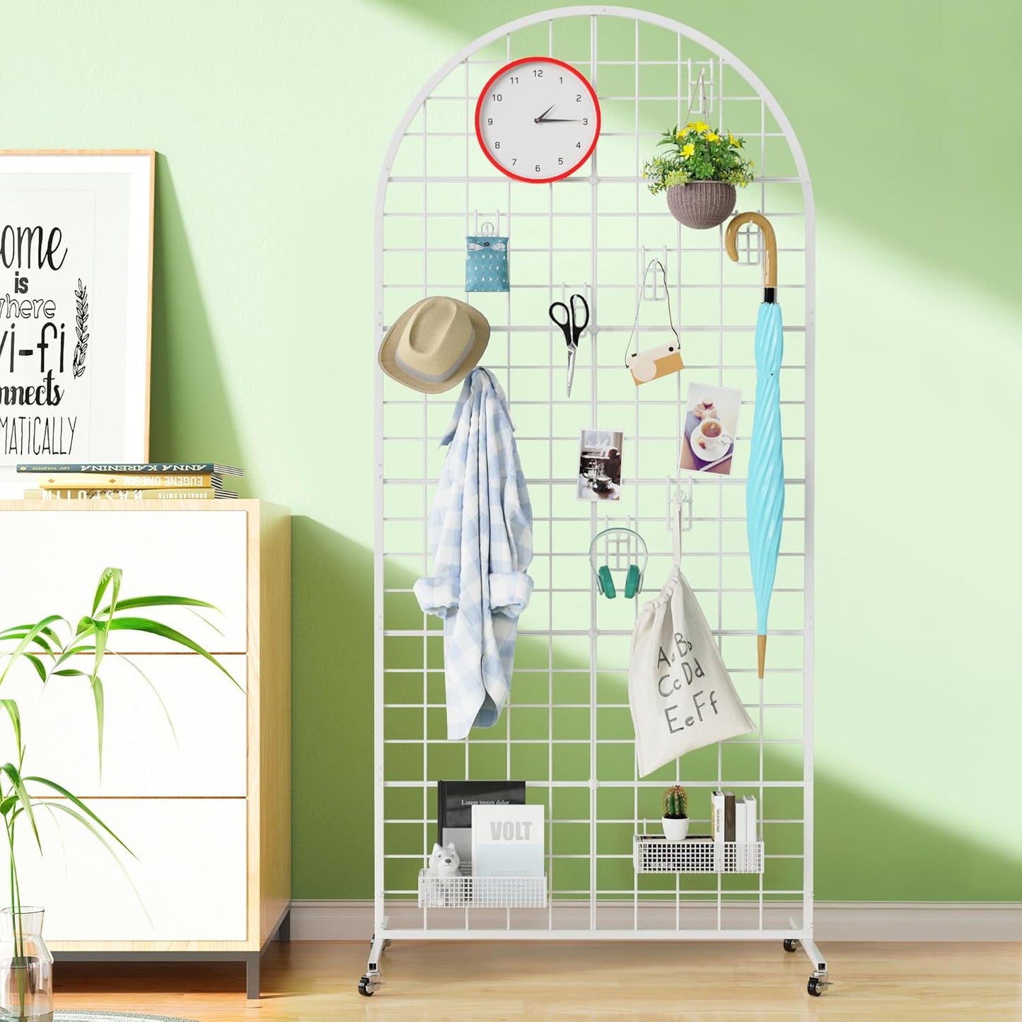 Asee'm Grid Wall Panels Display Stand 2' x 5.2' FT Black Movable Wire Grid Wall Display Rack Heavy Floorstanding Detachable Girdwall Panel with T-Base for Craft Show Rack, Retail Displays 1PCS