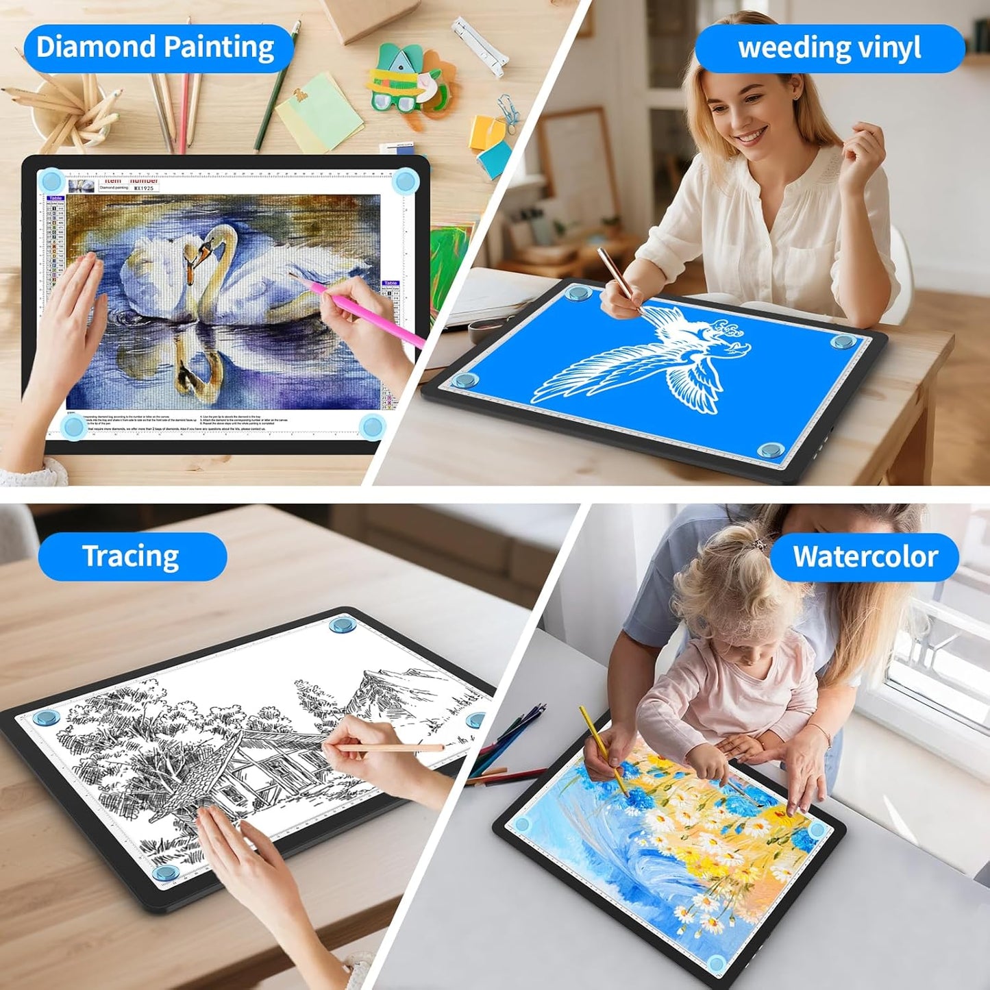 Heanolier Rechargeable A3 Tracing Light Box Drawing Pad,5600 Lux Bright Magnetic light pad, Dimmable Lightbox,3 color modes,light board for Diamond painting,light table for Sketching,Tattoo,X-ray View