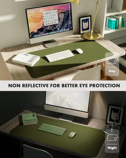 YSAGi Double-Sided Desk Pad, 31.5"x15.7"Leather Desk Mat, Eco Cork Desk Pad Protector,Large Mouse Pad,Waterproof Desk Blotter for Office/Home(Coffee)