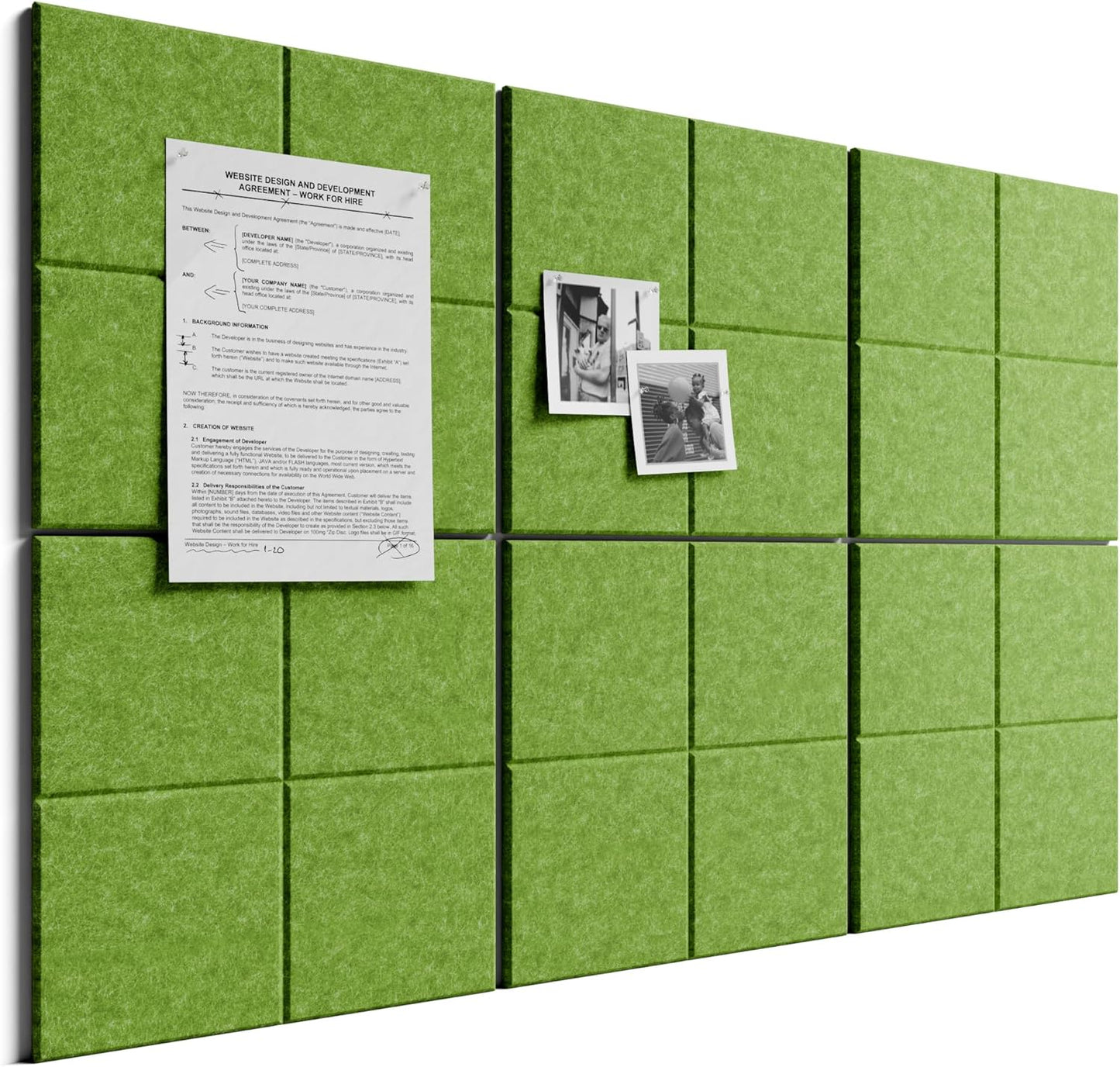 Bumusty Large Cork Board Alternative-48 x 36" Felt Bulletin Board Tiles, with 30 Pushpins, 70 Adhesive Tabs, Bold-Stripe 12-Pack, Cork Boards for Office Push Pin Board Felt Board-Carbon Blue