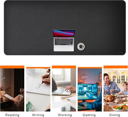 Mydours 40" x 20" Extra Large Desk Mat, PU Leather & Cork Desk Pad, Large XXL Desk Mouse Pad for Workstation, Office, Home, Computer Desk Mat with Keyboard & Mouse (Black)
