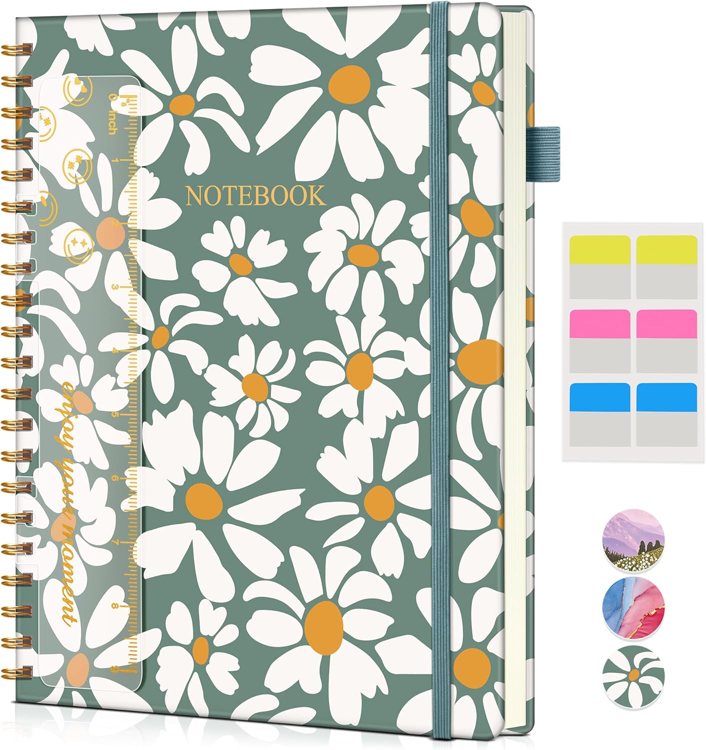 Dotted Notebook, Spiral Notebook Journal 8.5” x 11”, A4 Large Dot Grid Notebooks for Women Men, 100 GSM Dotted Paper, Plastic Hardcover Spiral Bullet Journals for Work School Sketching, Green